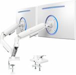 VIVO Dual Monitor up to 32 inches and 19.8 lbs per Screen, Mechanical Arm Desk Mount, Articulating Counterbalance, VESA Stand, Classic, White STAND-V002OW