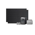 EcoFlow PowerStream Balcony Solar System, Grid-Tied Microinverter, 400W Rigid Solar Panels × 2, 1kWh DELTA 2 Portable Power Station, Smart Plugs × 2, WiFi, App Control, Energy Usage Control