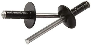 Allstar ALL18095 Black 1/16" to 3/8" Range Multi-Grip Style Large Head Rivet with Steel Mandrel, (Pack of 250)