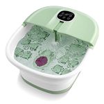 Multigot Foot Spa Massager with Heat Bubbles, Folding Pedicure Footbath with Timer, Temperature Control, Massage Rollers and Grinding Stone, Electric Foot Soaker Tub for Home (Light Green)