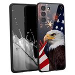 for Samsung Galaxy S22 Case American Flag,USA American Flag Eagle Soldier Patriotic Vintage Samsung Case for Men Boys Girls, Soft Silicone with Trendy Graphic Case for Samsung Galaxy S22