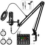 DIGIMORE Condenser Mic for Singing with V8 Sound Card | Condenser Microphone Kit | Voice Changer | Studio Recording Equipments Full Set, Voice Recorder Mic, Karaoke, Gaming, Podcast & Lecture (D-430)