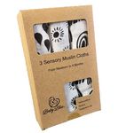 Muslin Squares Bamboo in Black and White Pack of 3 Sensory Muslins for babies Visual Development and Stimulation!… (Black/White, Rainbow)