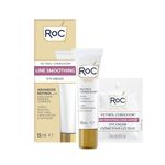 RoC Retinol Correxion Under Eye Cream for Dark Circles & Puffiness, Daily Wrinkle Cream, Anti Aging Line Smoothing Skin Care Treatment for Women and Men, with Retinol Eye Cream Packette