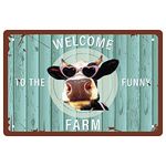 CREATCABIN Welcome to The Funny Farm Cow Sign Metal Tin Signs Retro Vintage Poster Wall Decor Garage Farmhouse Garden Bar Club Bathroom Door Yard Decorations 12 x 8inch