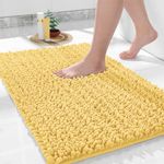 Yimobra Bath Rug Mat, 32 x 20, Soft Shaggy Chenille Bathroom Rugs, Large Size, Super Absorbent & Thick, Non-Slip, Machine Washable Bathroom mat, Bath Mats for Bathroom, Tub & Shower, Yellow