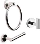 MARMOLUX ACC Chrome Bathroom Hardware Set 3 Piece-Robe Hook, Hand Towel Holder and Toilet Paper Holder, Wall Mounted Bathroom Fixtures, Towel Rack Towel Hanger SUS 304 Stainless Steel, Polished Chrome