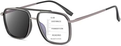 HOOBAY Photochromic Progressive Multifocus Reading Glasses For Men,Progressive Readers No Line Quick-Transition Sunglasses