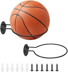 Ticway Wall Mounted Sports Ball Holder – Sturdy Metal Ball Storage Rack for Basketball, Soccer, Volleyball, and Rugby – Space-Saving Organizer for Home, Garage, or Game Room (2Pack)
