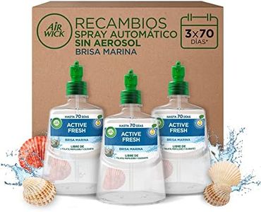 Air Wick Active Fresh Spray Automatico Sin Aerosol - Ambientador para casa con aroma a Brisa Marina - Pack de 3 Recambios (228mlx3)