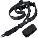 ZONSUSE Single Point Gun Strap, Rifle Sling, Airsoft Sling, Tactical Gun Belt with Shoulder Pads, with Metal Hook, Adjustable Removable, Release Flexibly, for Rifle Airsoft Shotgun (Black)