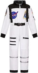 Cuteshower Kids Astronaut NASA Costume for Boys Girls Space Jumpsuit (White, 10-12Years)