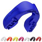 SAFEJAWZ Mouth Guard, Slim Fit Gum Shield for Juniors with Case, Easy Fit Remouldable Gumshield for Rugby, Boxing, MMA, Hockey, Karate & All Contact Sports Mouthguard (Child <11 Years, Blue)