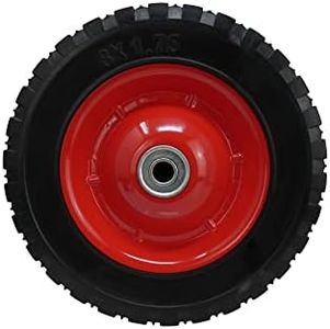 Shepherd Hardware 9594 8-Inch Semi-Pneumatic Rubber Tire, Steel Hub with Ball Bearings, Ribbed Tread, 1/2-Inch Centered Axle Diameter