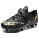 ASOCO DREAM Football Boots Boys' Astro Turf Trainers Kids Outdoor Low-Top Spike Soccer Shoes Teens Football Athletic Sneakers,Black,1 UK