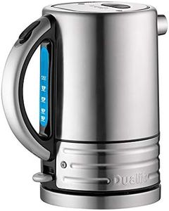 Dualit Architect Kettle | 1.5 L 2.3 KW Stainless Steel | Rapid Boil and Patented Pure Pour Non-Drip Spout | Measuring Window with Cup Level Indicators | CJK1, Black Trim Brushed Body
