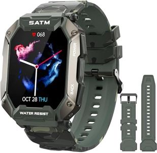 PYRODUM Smart Watches for Men, 1.71" Fitness Watch with Heart Rate Blood Pressure Monitor,5ATM Waterproof Smart Watch for Android Phones, 24 Sports Modes, Tactical Military Sports Watches-2 Bands