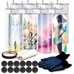 12 Pack Sublimation Tumblers Bulk, 20 OZ Stainless Steel Double Wall Skinny Straight Tumblers Blank, Subbing Tumblers Cups with Sublimation Shrink Wrap, Straw and Individually Box