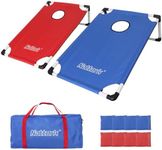 Portable Cornhole Set PVC Framed Corn Holes Outdoor Game Set with 2 Cornhole Boards, 8 Cornhole Bean Bags and Carrying Case, Camping Games Indoor Outdoor for Adults, Travel Camping Accessory