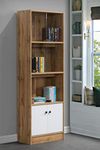 DeckUp Plank Cove Engineered Wood Book Shelf and Display Unit Cabinet ( Set of 1 ,Wotan Oak and White)