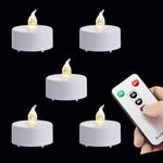 LED Tea Light Candles with Remote Control,5Pack Flickering Flameless Candle,Long Lasting 400+Hours,Battery Operated,with Timer for Home Decoration Seasonal &Festival Celebration WarmWhite