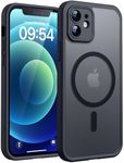 TOCOL for iPhone 12 Case, Compatible with Magsafe, Full Camera Protection, Built-in Magnetic Ring, Translucent Matte Phone Case for iPhone 12 6.1 inch (Black)