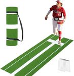 Softball Pitching Mat 10'x 3' Softball Pitching Rubber, Mound for Pitchers Indoor Outdoor Pitching Practice by Softball Pitchers, Antifade Antislip Pitch, Anti-Slip Spikes 8pcs (Green)