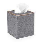 BTSKY Household Square Linen Tissue Box with Decorative Gold Line - Cube Tissue Paper Holder Tissue Cover Holder Tissue Storage Organizer Tissue Dispenser Case Napkin Box, Grey