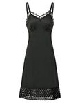 Belle Poque Women's 50s Spaghetti Straps Dress Long Full Slip Dress Pleated Bodice Black XX-Large