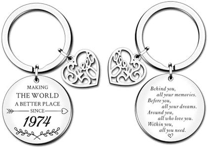 HULALA Sweet 50th Keyring Birthday Gifts For Women Men Best Friend Mum Dad Making The World A Better Place Since 1974 Keepsake Key Rings Keychain Behind You All Your Memories, Silver, One Size