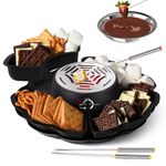 2 in 1 Electric S’Mores Maker & Fondue Pot,Chocolate Fondue,Tabletop Indoor Smores kit with 4 Roasting Forks,4 Detachable Trays & 1 Flameless Temperature-Controlled Heater