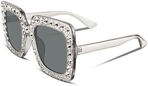 FEISEDY Women Sparkling Crystal Sunglasses Oversized Square Thick Frame B2283