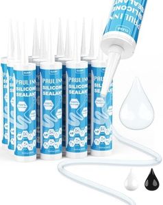 PAULINN 12 Packs Clear Silicone Sealant Waterproof 100% Silicone Caulk