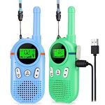 OBISEN Walkie Talkie,Rechargeable Walkie Talkie Kids 2 Pack,2 Way Radio with 8 Channels & 3 Miles Long Range & VOX & Flashlight & Key Lock & LCD Screen & Lanyards for Birthday Toys