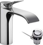 hansgrohe Vivenis - bathroom tap with pop-up waste set, bathroom sink tap with spout height 110 mm, basin mixer tap water-saving (EcoSmart), chrome, 75020000