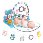 Lexixi ibao Baby Play Mat Baby Gym,Funny Play Piano Tummy Time Baby Activity Mat with 5 Infant Sensory Baby Toys, Music and Lights Boy & Girl Gifts for Newborn Baby 0 to 3 6 9 12 Months (Blue)