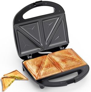 Snailar ABS07 Sandwich Maker with Triangle Plates, 2 Slice Non-Stick Grilled Cheese Maker, Indicator Lights, Cool Touch Handle, Easy to Clean and Store, 750 W, Black
