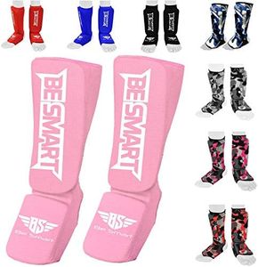 Kids Shin Instep Pads MMA Leg Foot Guards Muay Thai Kick Boxing Guard Protector (Pink, XXXS (3 to 8 Years))