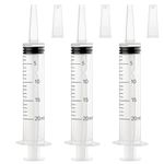 3 Pack 20ml Large Syringe Plastic, Pet Feeding Syringe Sterile Package for Scientific Labs, Measurement, Dispensing, Watering, Refilling