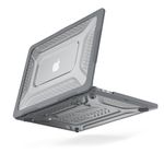 Tukzer Rugged Bumper Armor Case Cover Designed for Apple MacBook Air 13.6 inc with Liquid Retina Display & Touch ID M3 A3113 (2024) / M2 A2681 (2022) - 13 inc Hard Case with Fold Kickstand- Grey