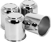 Podoy Push Through Center Caps 3.19" for Trailer Truck RV Wheel Rims, 4 Closed-End Chrome Plated Silver Carbon Steel 3.19-Inch Center Bore Push Thru Wheel Center Caps