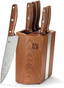 Knife Set, 7 Pieces Knife Block Set, EUNA Kitchen Knife Set with Wooden Handle, Japanese Stainless Steel Chef Knife Set Professional Cooking Knives, Silver
