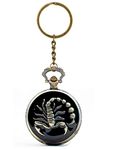 AUGEN Premium Pocket Watch Metal Keychain Scorpion Retro Vintage for Gifting With Key Ring Anti-Rust (Pack Of 1)