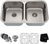 Kraus KBU29 32 inch Undermount 50/50 Double Bowl 18 gauge Stainless Steel Kitchen Sink