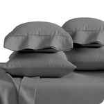 Bare Home 4 Pillowcases - Premium 1800 Ultra-Soft Collection - Bulk Pack - Double Brushed - Hypoallergenic - Wrinkle Resistant - Easy Care (King - 4 Pack, Grey)