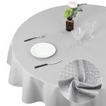 Eternal Beauty Round Tablecloth 150 cm Wrinkle Free Washable Polyester Table Cloth for Circular Table, Round Wipe Clean Table Cover for Home Dining Party Restaurant(Silver Grey, 59inch)