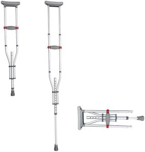 UNLICON-Lightweight Adjustable Aluminum Underarm Crutches, Support Up to 300 lbs, Lightweight Folding Crutches Height Range 4’6” to 6’6”, Comfortable Hand Grip and Underarm Pad, 1 Pair