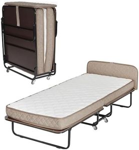 Edward Bed & Bath klappbares Gästebett mit Rollen, 90x200 cm, 14 cm Federkernmatratze (mittelfest), platzsparend, stabil und belastbar, Klappbett, beige