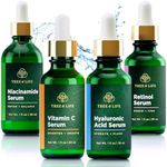Tree of Life Advanced Regimen - 4ct x 1 Fl Oz - Niacinamide Serum (Refine) + Vitamin C Serum (Brightens) + Retinol Serum (Smooths) + Hyaluronic Acid Serum (Hydrates) - Face Serums - Skin Care Set