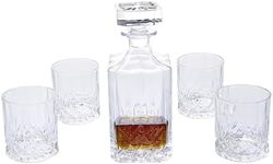 Regal Trunk Whiskey Decanter Set 25oz - Elegant Crystal Barware with 4 Glasses (6.8oz) - Drinkware for Bourbon, Scotch - Unique Gift for Men, Anniversary, Retirement